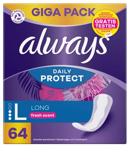 Pesukaitsmed ALWAYS Long Fresh Scent, 64tk