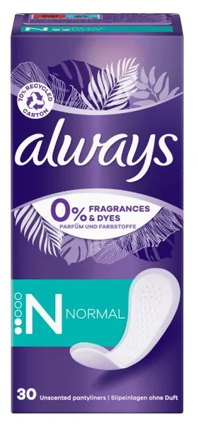 Pesukaitsmed ALWAYS Normal 0% Perfume, 30tk