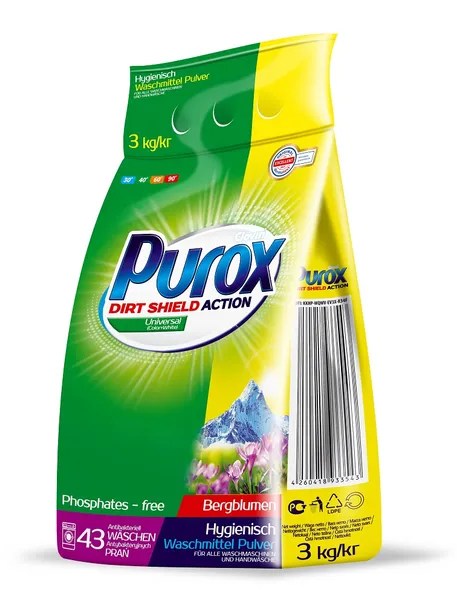 Pesupulber PUROX Universal, 43 pesukorda, 3kg