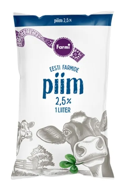 Piim FARMI, 2,5%, D- vitamiiniga, kile, 1 L