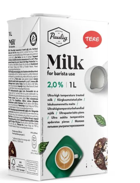 Piim PAULIG Barista, UHT, 2%rasva, 1L
