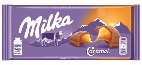 Piimašokolaad Alpi MILKA, piimaga ja karamellitäidisega, 100 g,