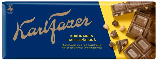 Piimašokolaad tervete metspähklitega, FAZER, 200g