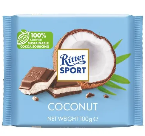 Piimašokolaad RITTER SPORT kookosetäidisega, 100g