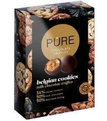 Piimašokolaadi trühvlid PURE Belgia küpsisekreemi täidisega 148g