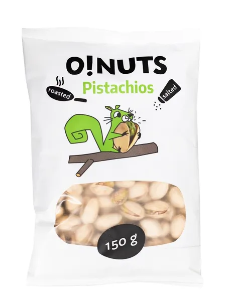 Pistaatsiapähklid O!NUTS, röstitud, soolatud, 150 g