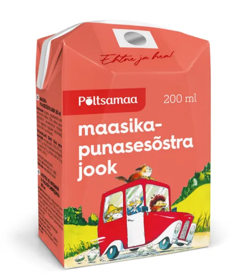 Maasika-punasesõstrajook kõrrega, PÕLTSAMAA, 200 ml