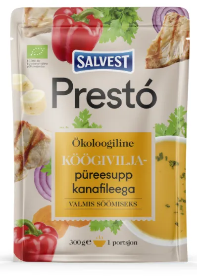 Prestó Ökoloogiline köögiviljapüreesupp SALVEST kanafileega 300g