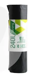 Prügikotid 240 L, must,  SORTEX,  LDPE 50 mic, 5tk