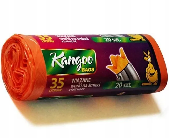 Prügikotid 35 L, 10 mic, 20 tk, oranž, kokkuseotavate nurkadega, KANGOO, HD/LD