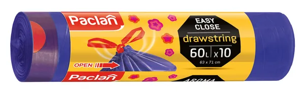 Prügikotid 60 L, 10 tk, PACLAN, lõhnastatud, paelaga