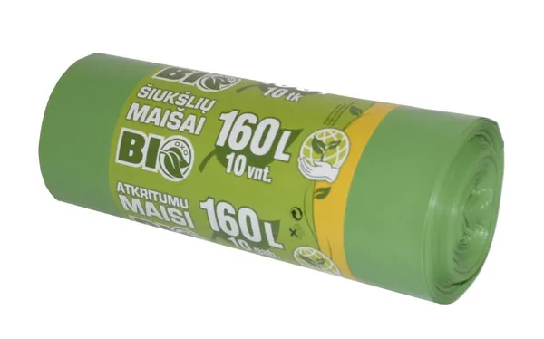 Prügikotid BIO 160 L, 85 x 110 cm, HDPE Clean&Green , 50mic, 10tk/rll