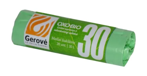 Prügikotid BIO 30 L, 50 x 55 cm,  Clean&Green HD, 6 mic, 20tk/rll