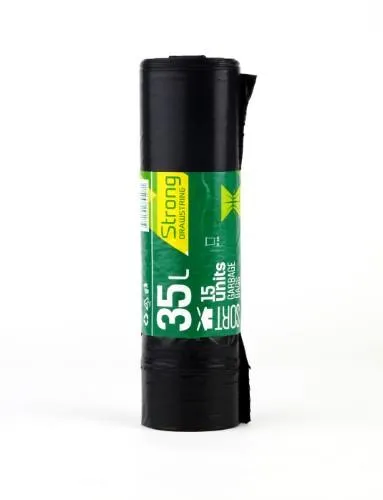 Prügikotid SORTEX, Must,nöör.ga LDPE 30km 35L,15tk