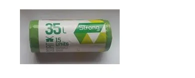 Prügikotid SORTEX, Roheline LDPE 30mk 35L, 15tk
