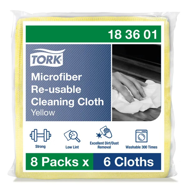 Puhastuslapp mikrokiust, taaskasutatav, kollane, 6tk, 183601, TORK
