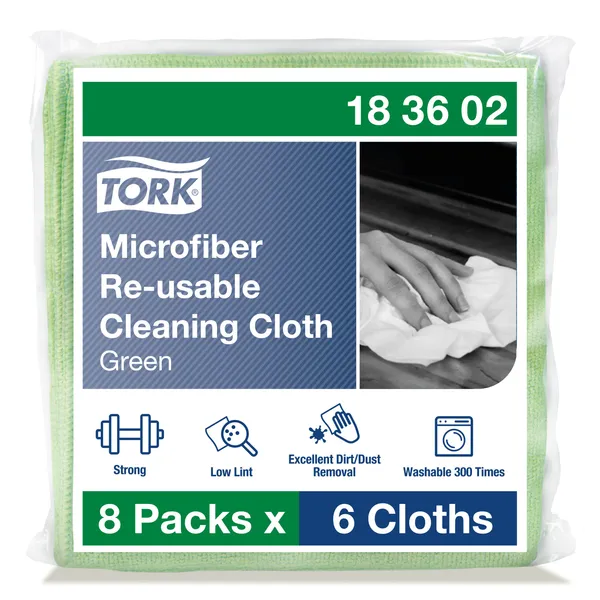 Puhastuslapp mikrokiust, taaskasutatav, roheline, 6 tk, 183602, TORK