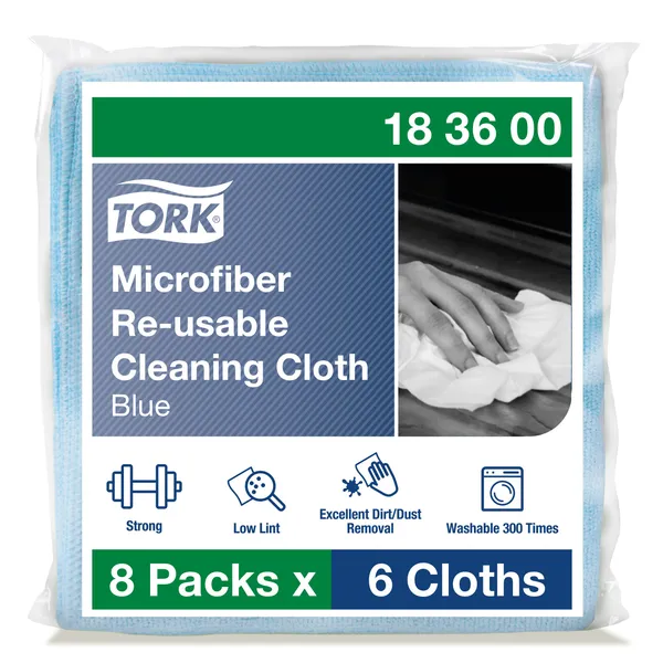 Puhastuslapp mikrokiust, taaskasutatav, sinine,  6 tk, 183600, TORK
