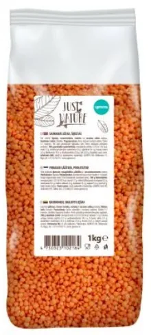 Punased läätsed JUST NATURE, kooritud, 1 kg