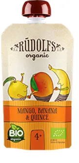 Püree RŪDOLFS, Öko mango-banaani- ja kudoonia, imikutele alates 4. elukuust 110g