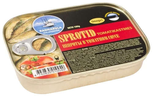 RANNAKÜLA Sprotid tomatikastmes 100g (kergelt avat.)