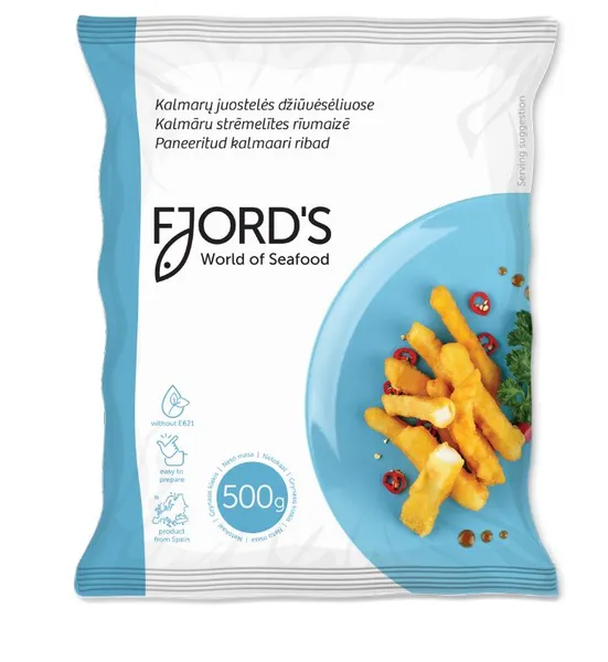 Saldētas kalmāru strēmelītes FJORD'S rīvmaizē 500g