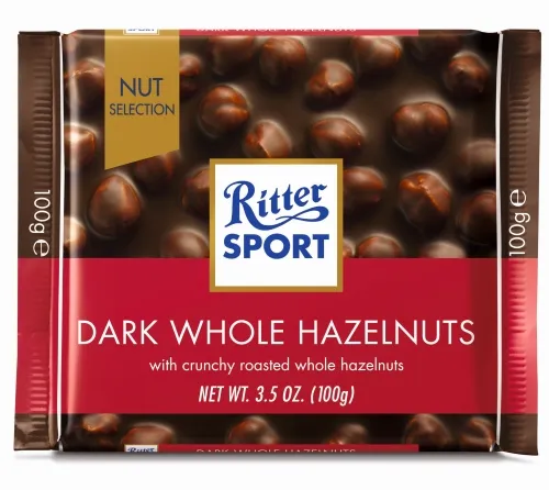 Ritter Sport tume šokolaad tervete metspähklitega 100g