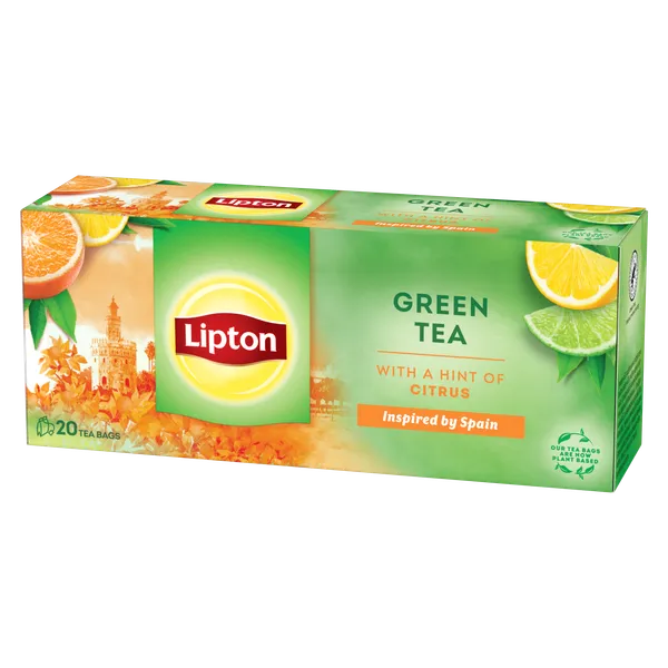 Roheline tee LIPTON, Citrus, 20 tk/pakk, teekott