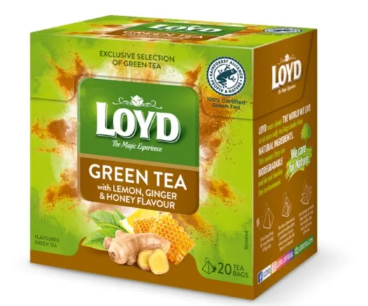 Roheline tee LOYD Sidruni-, mee- ja ingverimaitseline 20 x 2g, Püramiid