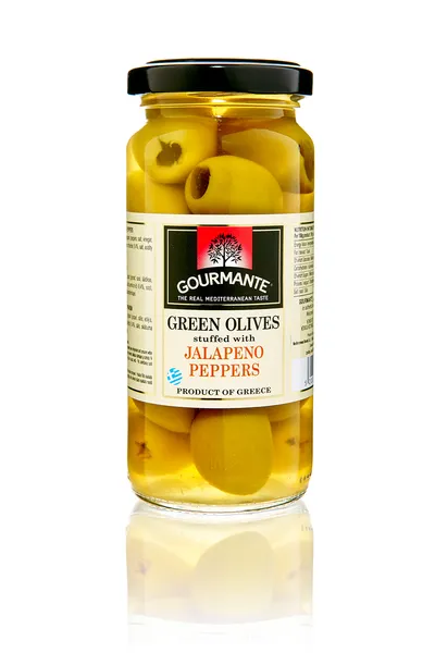 Rohelised GOURMANTE oliivid jalapenotäidisega soolvees  244ml
