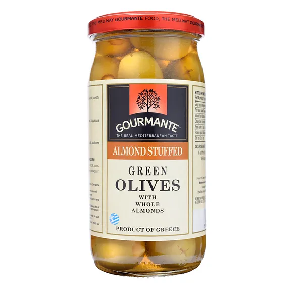 Rohelised oliivid GOURMANTE mandlitega soolvees 370ml