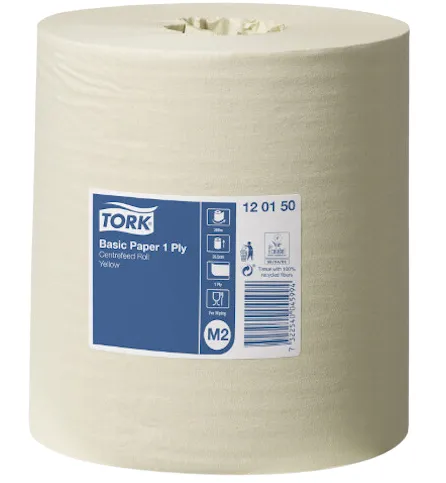 Rullkäterätik  300 m,  kollane, 1-kihiline, 120150, TORK M2 Basic