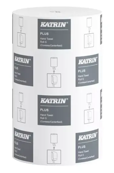 Rullkäterätik KATRIN Plus S1 hülsita, 1-kihiline,valge 110m rullis, perforeerimata