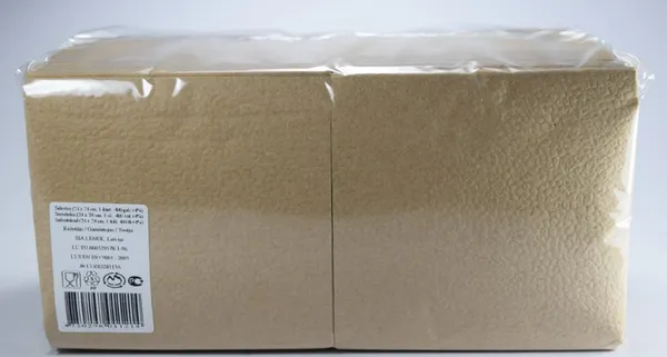 Bāra salvetes LENEK, BIO gaiši brūnas, 24x24, 1sl., 400gab