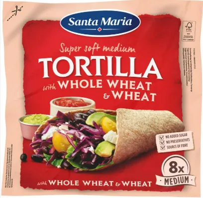 Nisutortilla täisterajahuga SANTA MARIA, 20 cm, 8 tk, 320 g
