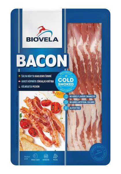 Sealiha peekon BIOVELA, külmsuitsutatud, viilutatud, 140g