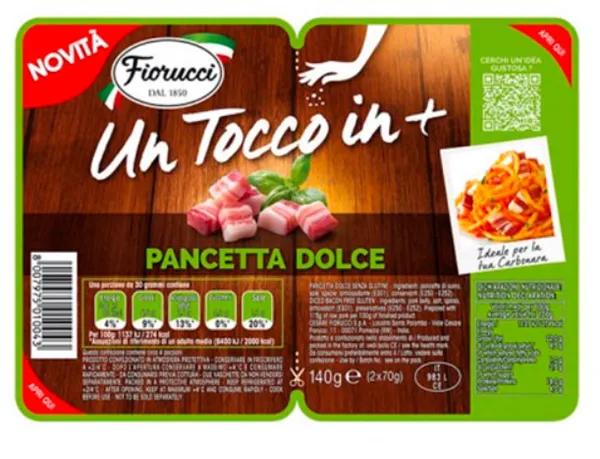 Sealihavorst Pancetta di suino FIORUCCI külmsuitsu, korgeim spc,140g