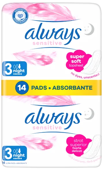Sidemed ALWAYS Sensitive Night S3, 14tk