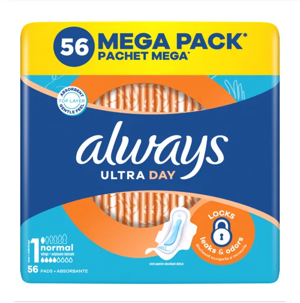 Higiēniskās paketes ALWAYS Ultra Normal, Mega Pack, S1, 56 gab.