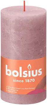 Silindrikujuline küünal BOLSIUS Shine Rustik, roosa, 60h, D 6,8cm, H 13cm, 1tk