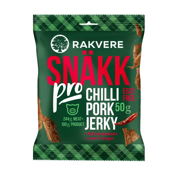 Snäkk RAKVERE, sealihast, tšilliga, kuivatatud, 50g