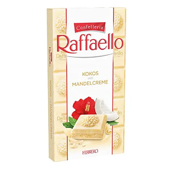Šokolaad Raffaello FERRERO, kookospähklite ja mandlitega, 90g