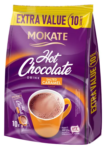 Šokolādes dzēriens MOKATE SALTED CARAMEL maisiņā 18g x 10gb.