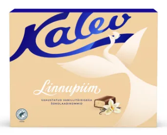 Linnupiim vahustatud vanillitäidisega šokolaadikommid, KALEV, 136 g