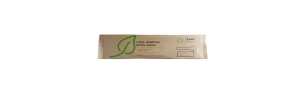Söögiriistade komplekt LOVE NATURE, lusikas ja salvrätik, puit, 250 tk,16 cm