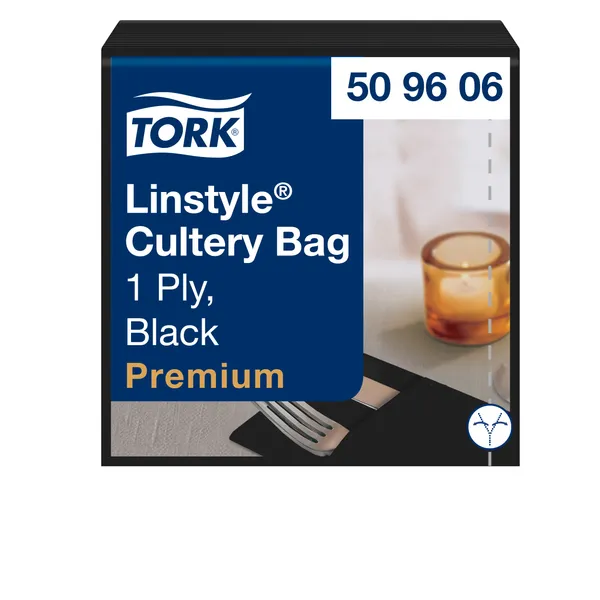 Söögiriistade tasku, 1/8, 39 x 39 cm, 50 tk 509606, must, TORK LinStyle