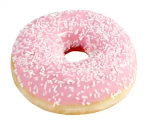 Sõõrikud DOTS, roosa glasuuri ja puistega, külmutatud, 60g x 36tk