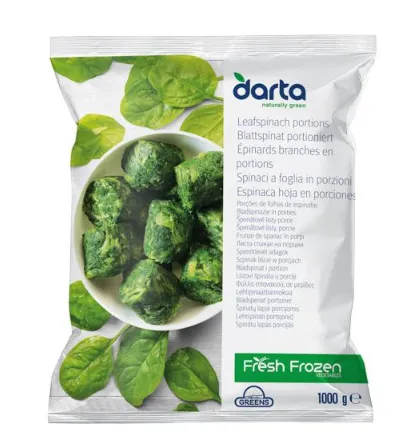 Spinat GREENS, tükeldatud, 40g portsjonid, IQF, külmutatud, 1kg