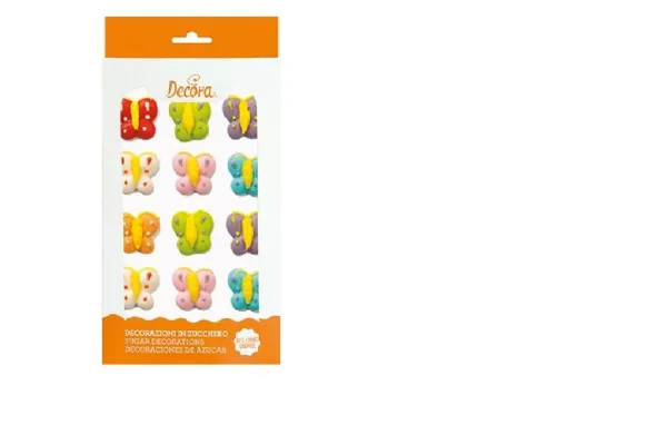 Pārtikas cukura dekors DECORA Butterflies, 12gab
