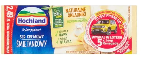 Sulatatud juust HOCHLAND, kooremaitseline, 15%, 90g